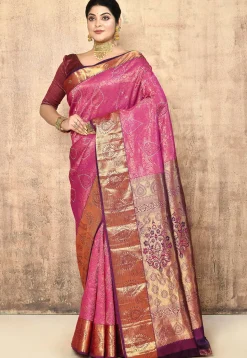 Pure Silk Kanchipuram Saree in Fuchsia