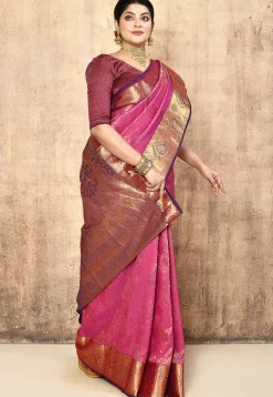 Pure Silk Kanchipuram Saree in Fuchsia