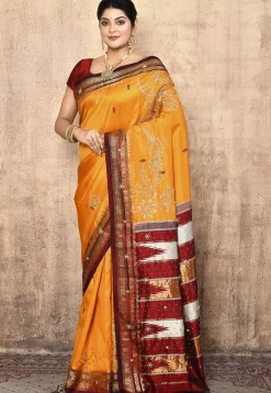 Pure Silk Kanchipuram Saree in Mustard