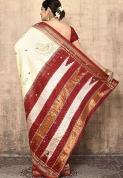 Pure Silk Kanchipuram Saree in Cream