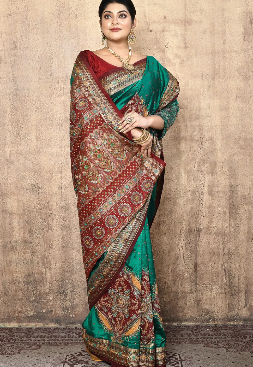 Pure Silk Kanchipuram Saree in Teal Green