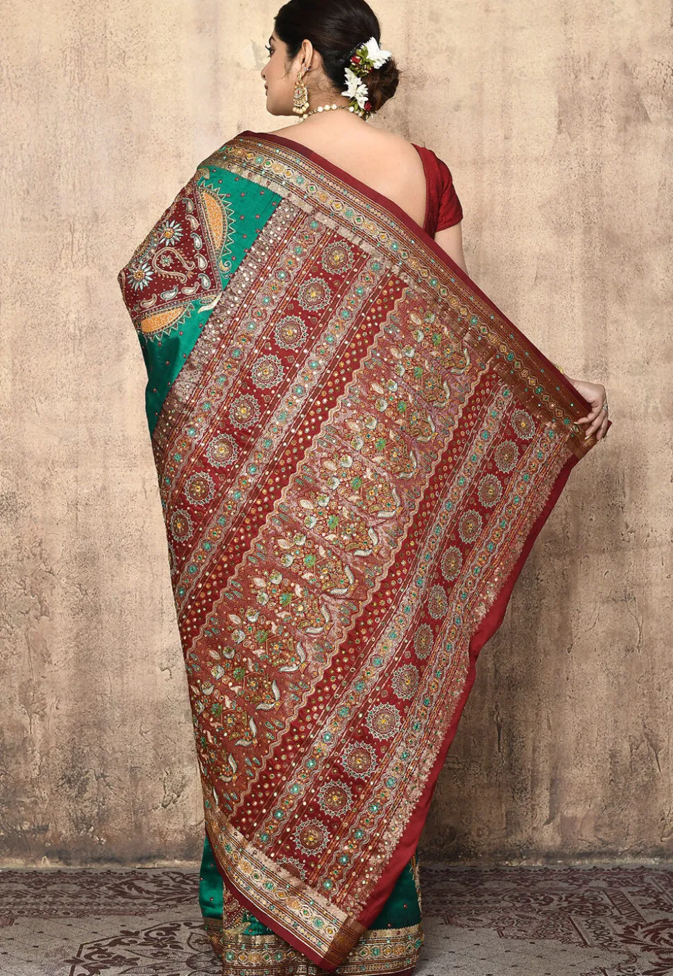Pure Silk Kanchipuram Saree in Teal Green