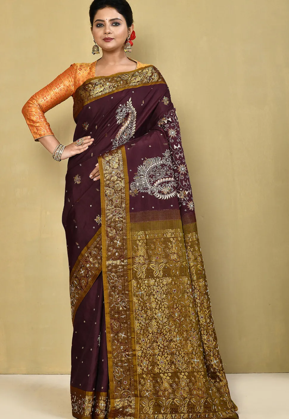 Pure Silk Kanchipuram Saree in Wine