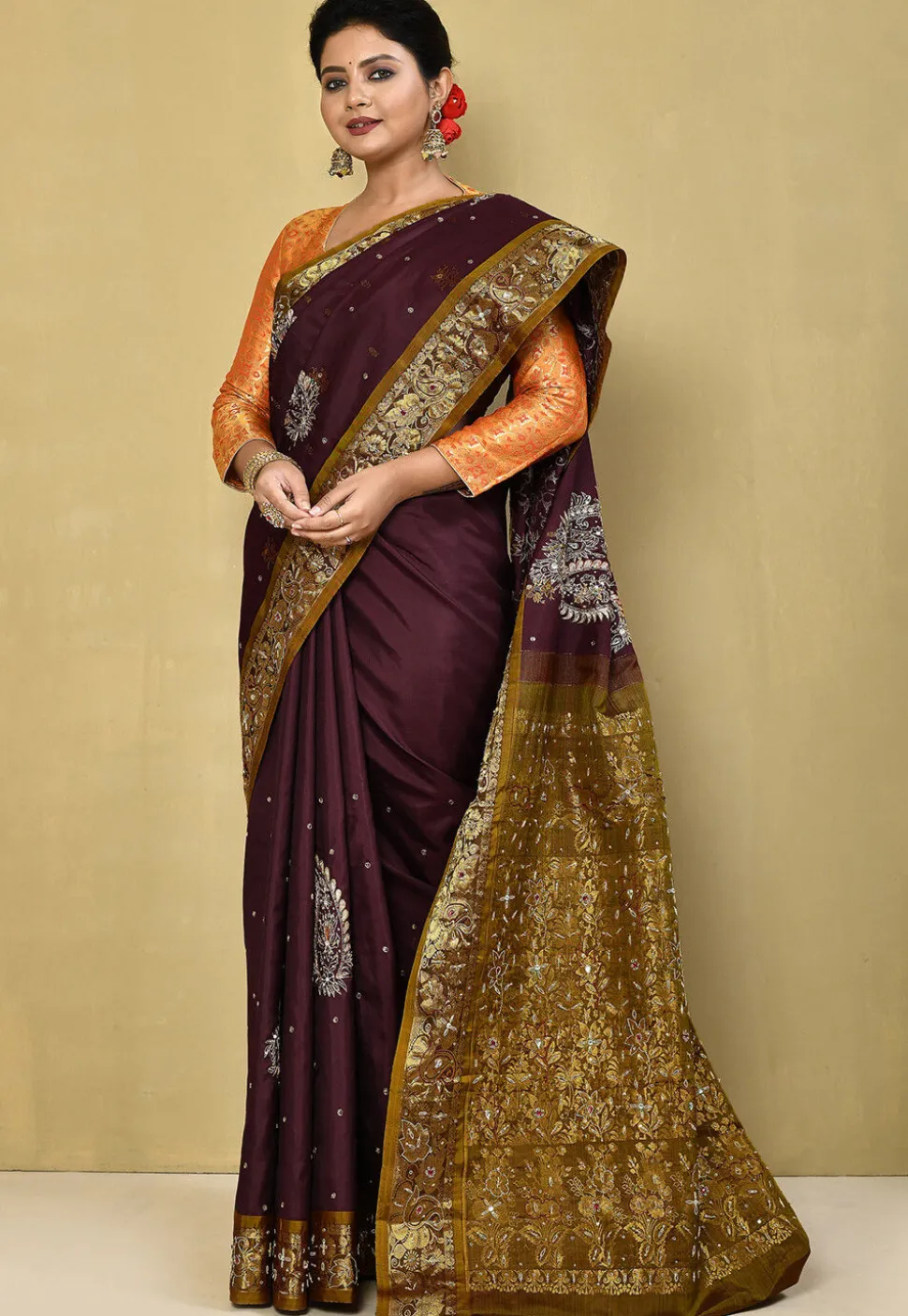 Pure Silk Kanchipuram Saree in Wine