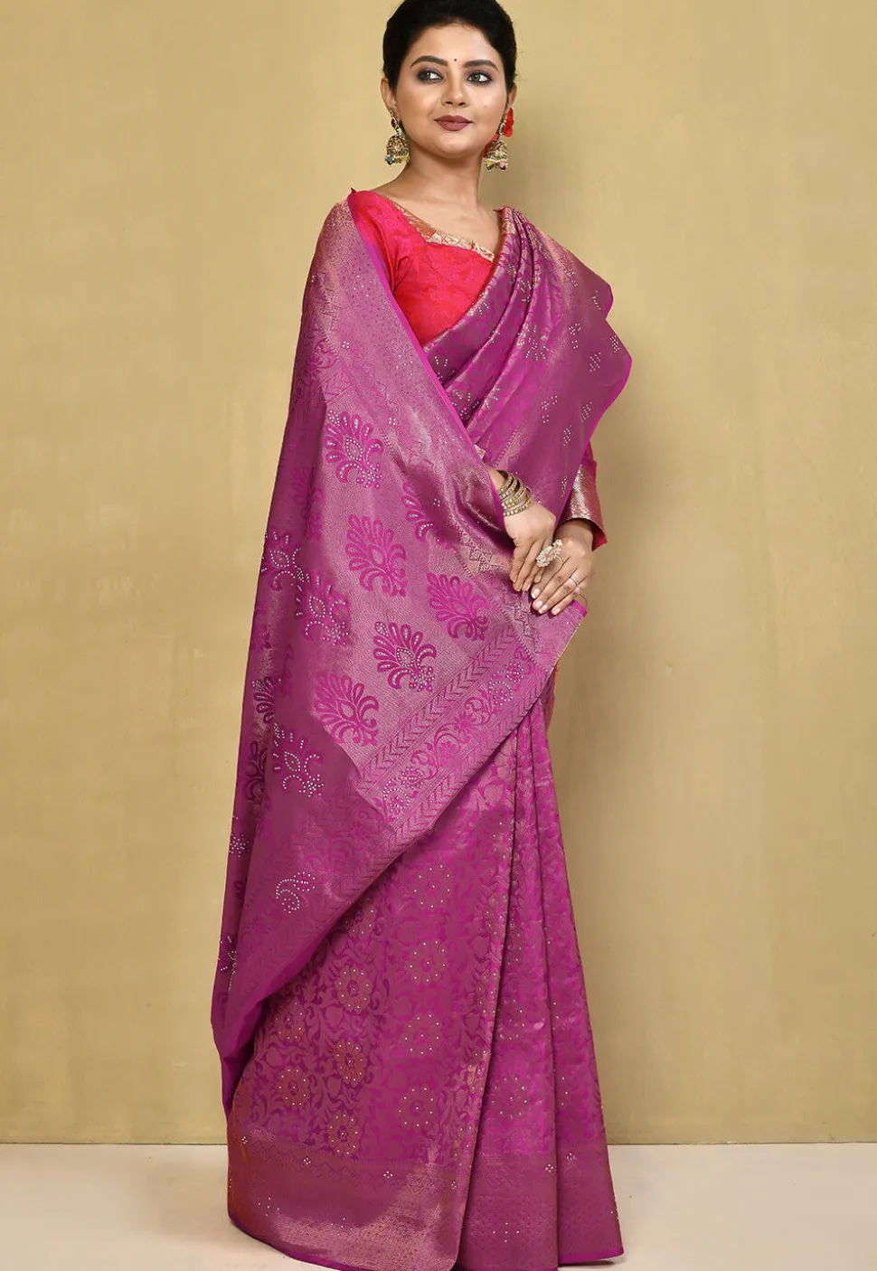 Pure Silk Kanchipuram Saree in Magenta