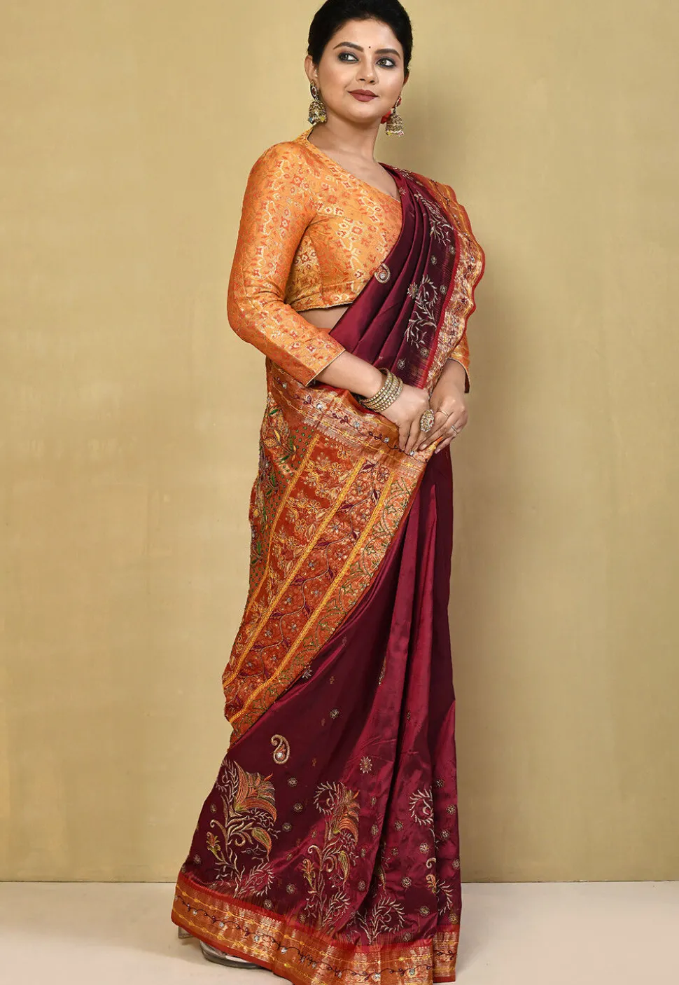 Pure Silk Kanchipuram Saree in Maroon
