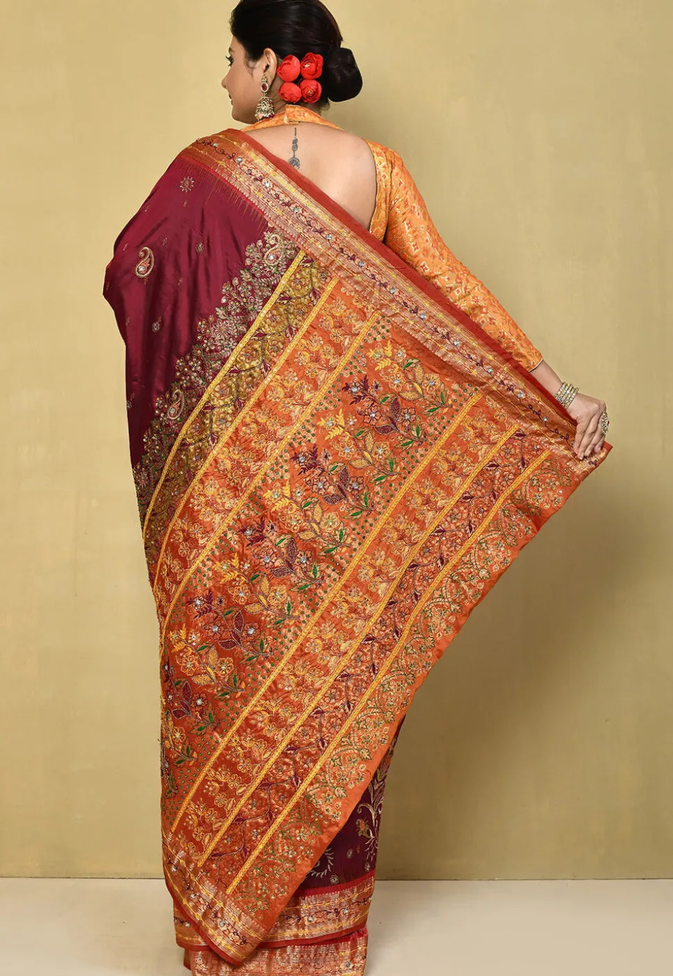 Pure Silk Kanchipuram Saree in Maroon