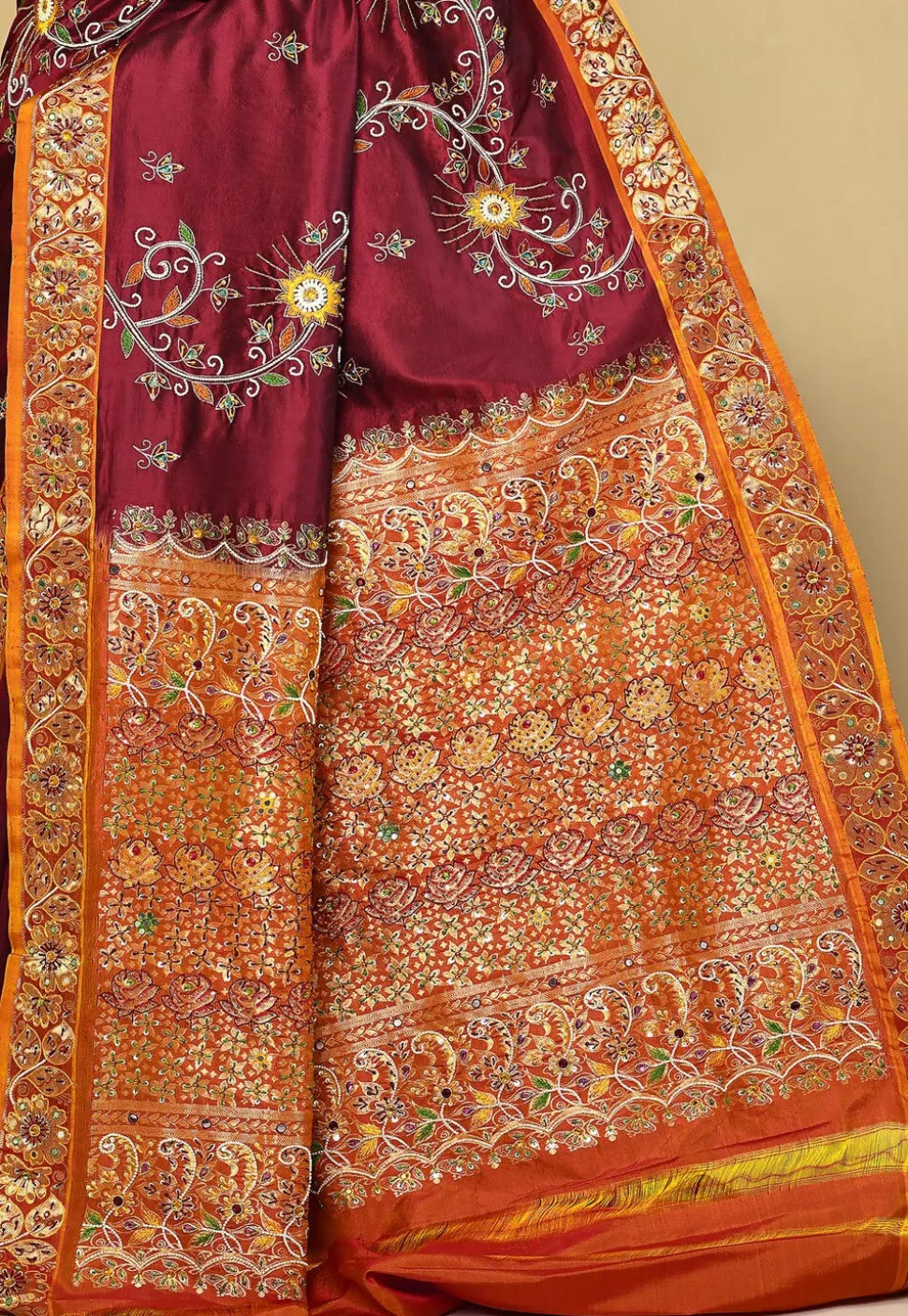 Pure Silk Kanchipuram Saree in Maroon