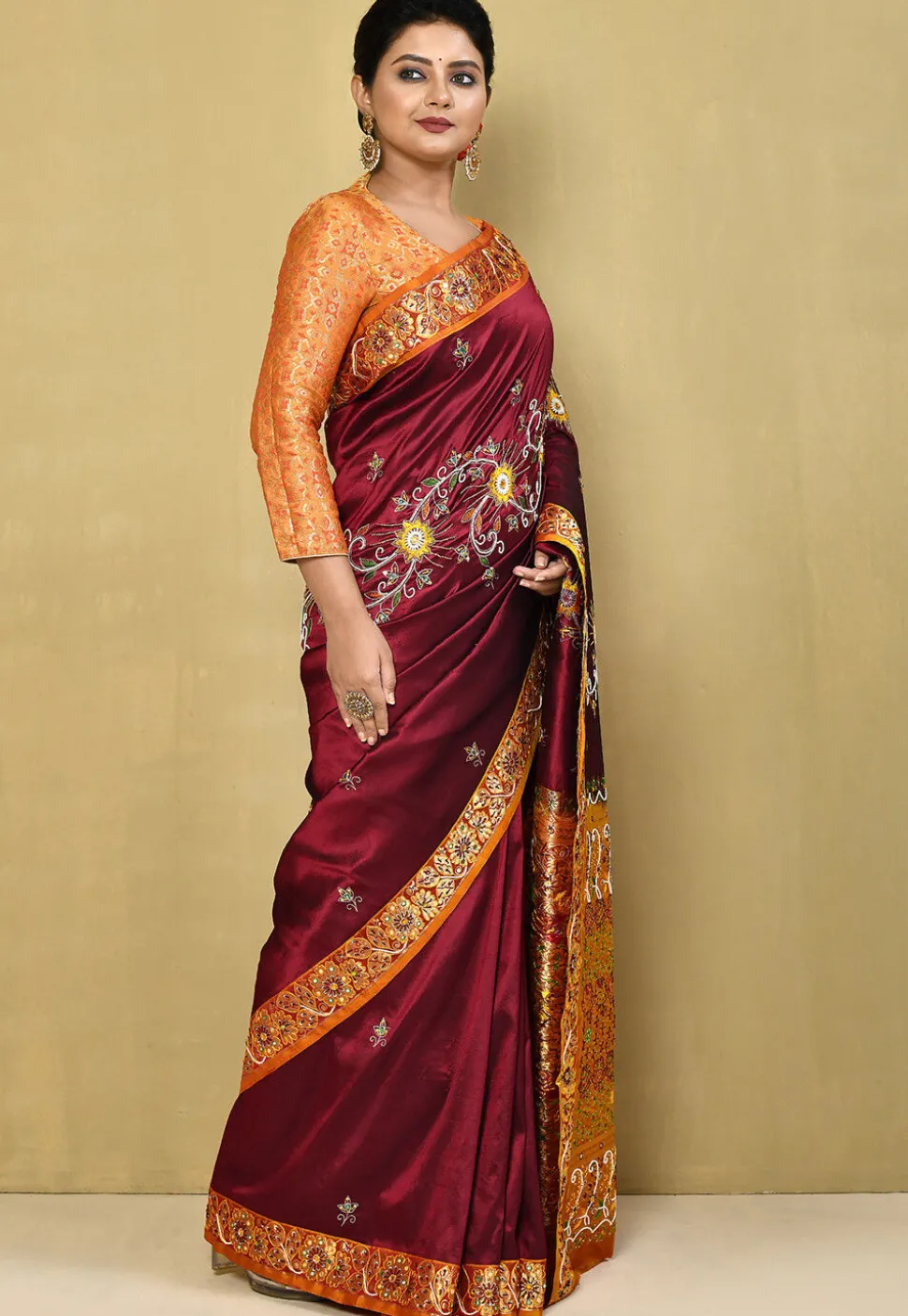 Pure Silk Kanchipuram Saree in Maroon