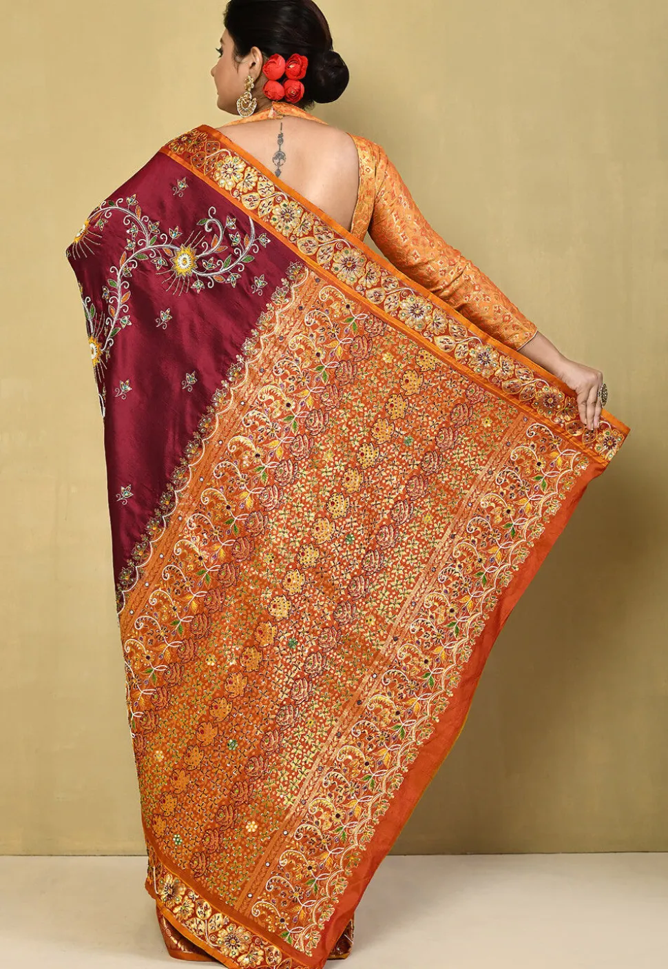 Pure Silk Kanchipuram Saree in Maroon