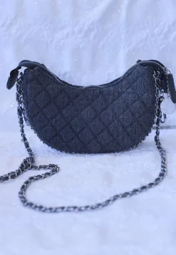 Quilted Chambrey Sling Bag in Blue