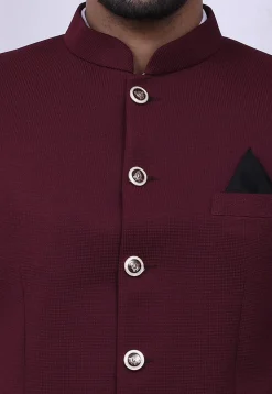 Quilted Quilted Scuba Jodhpuri Suit in Maroon