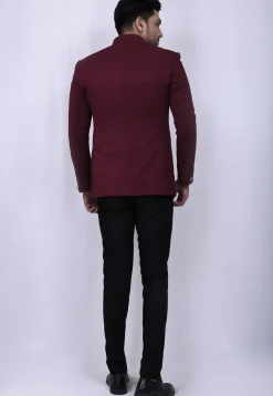 Quilted Quilted Scuba Jodhpuri Suit in Maroon