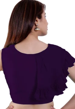Ruffled Dupion Silk Blouse in Purple