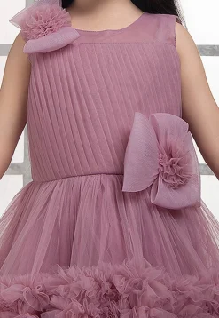 Ruffled Net Gown in Purple