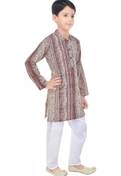 Sanganeri Printed Cotton Kurta Pajama in Multicolor