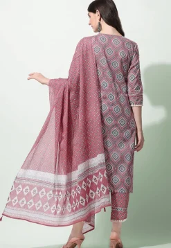 Sanganeri Printed Pure Cotton Pakistani Suit in Light Pink