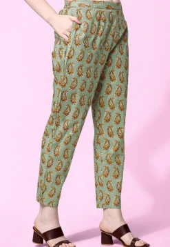 Sanganeri Printed Pure Cotton Pakistani Suit in Dusty Green