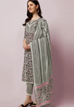 Sanganeri Printed Pure Cotton Pakistani Suit in Light Pastel Green