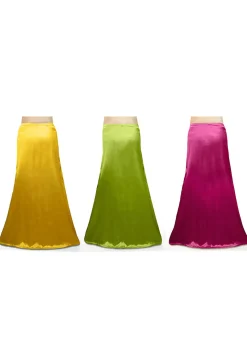 Satin Combo Set Petticoat in Yellow, Green and Fuchsia