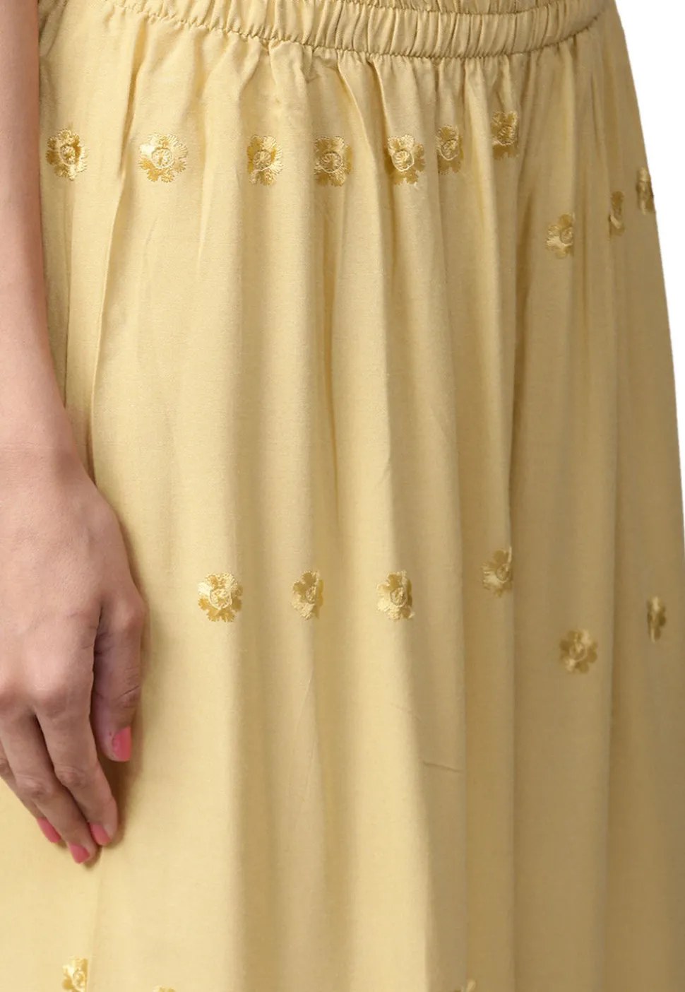 Schiffley Rayon Palazzo in Beige