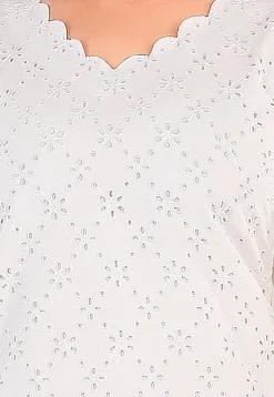 Schiffli Cotton Straight Kurta Set in Off White