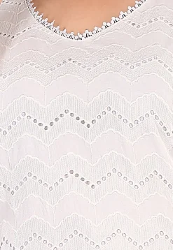 Schiffli Cotton Straight Kurta Set in Off White