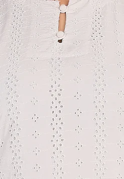Schiffli Cotton Straight Kurta Set in Off White