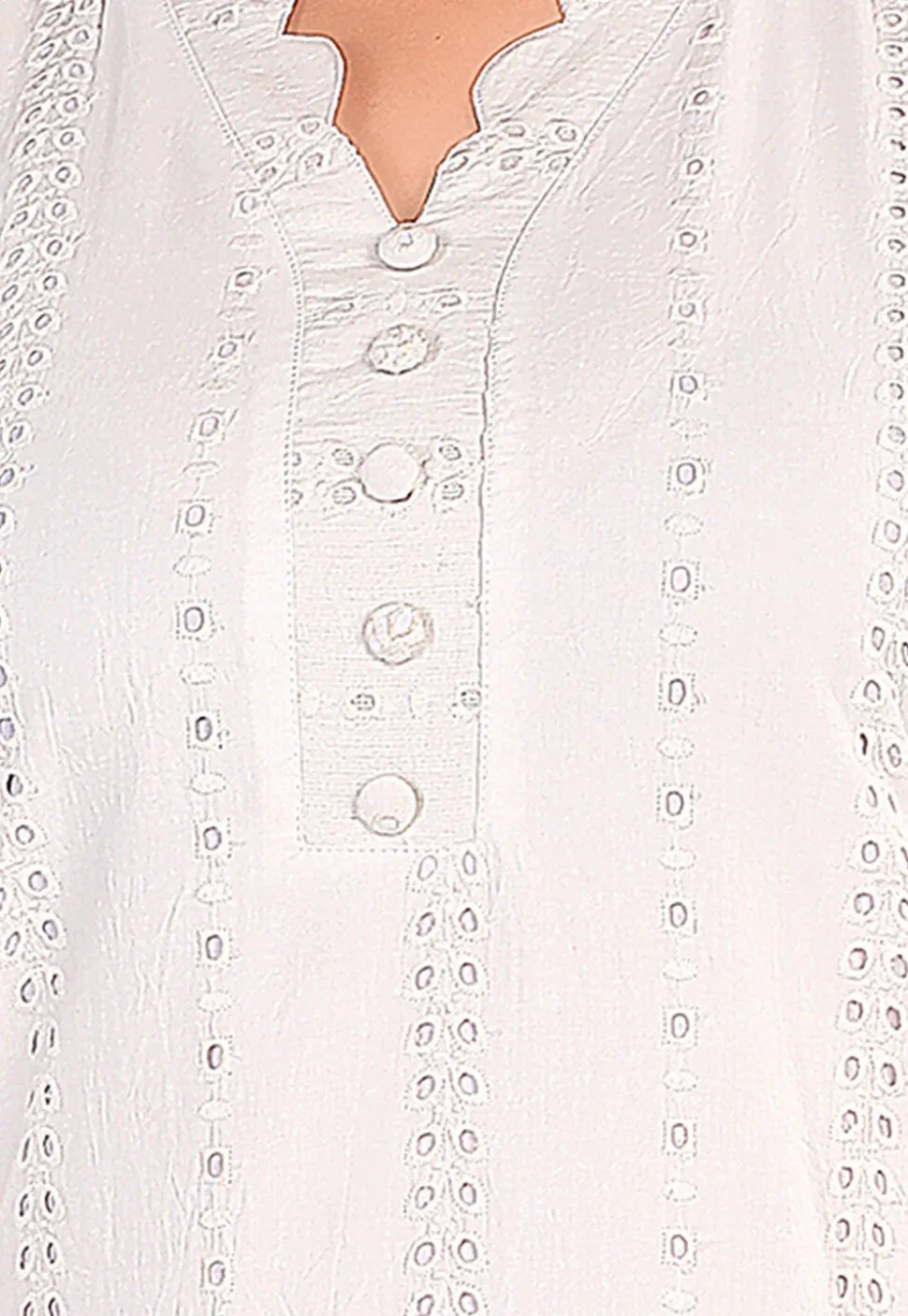Schiffli Cotton Straight Kurta Set in Off White