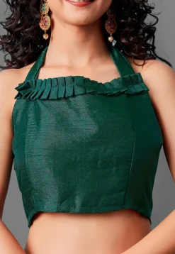 Sequinned Georgette Saree in Green