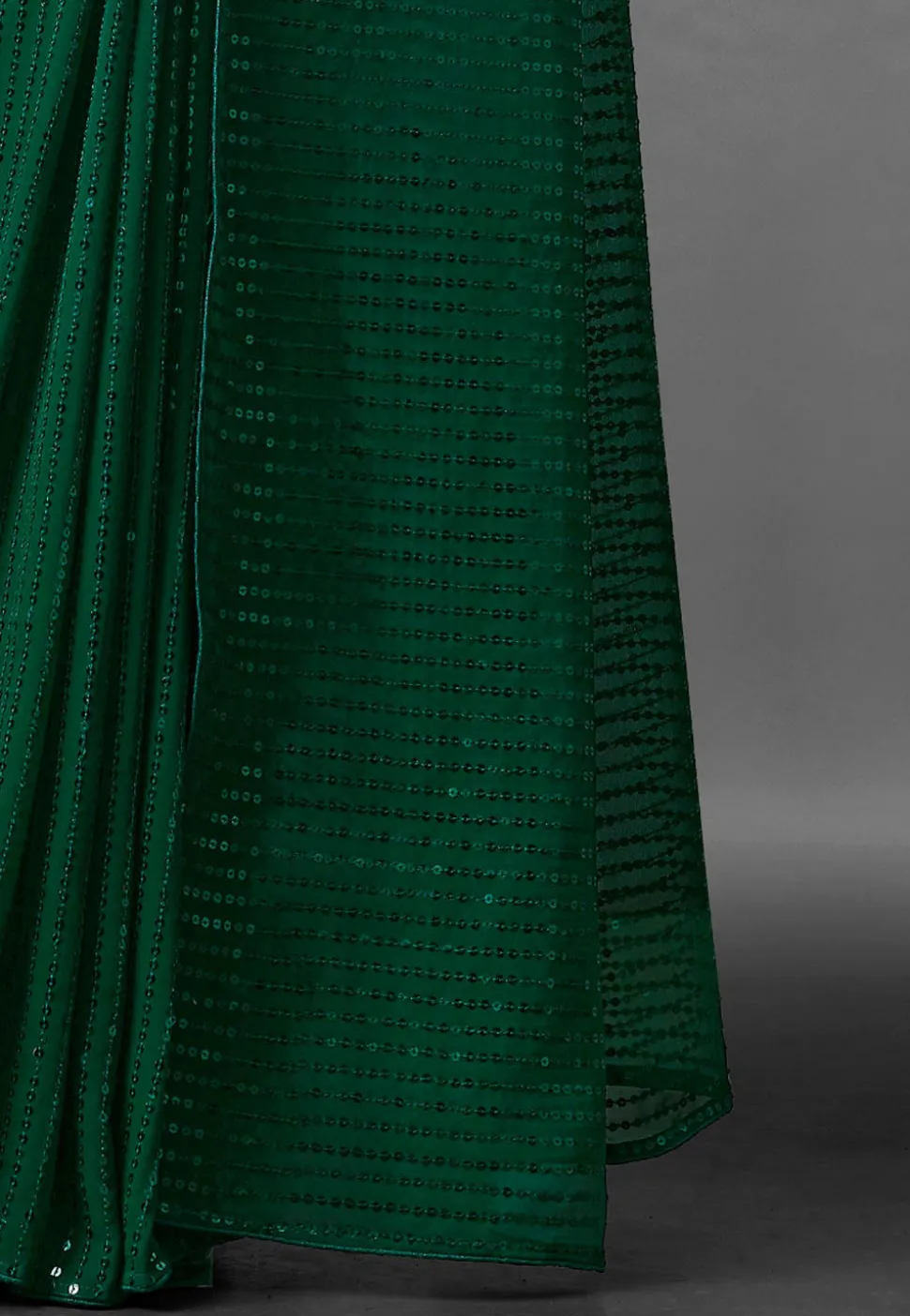 Sequinned Georgette Saree in Green