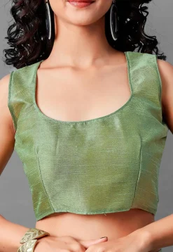 Sequinned Georgette Saree in Light Green