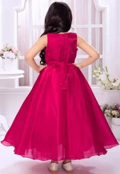 Sequinned Satin Gown in Fuchsia