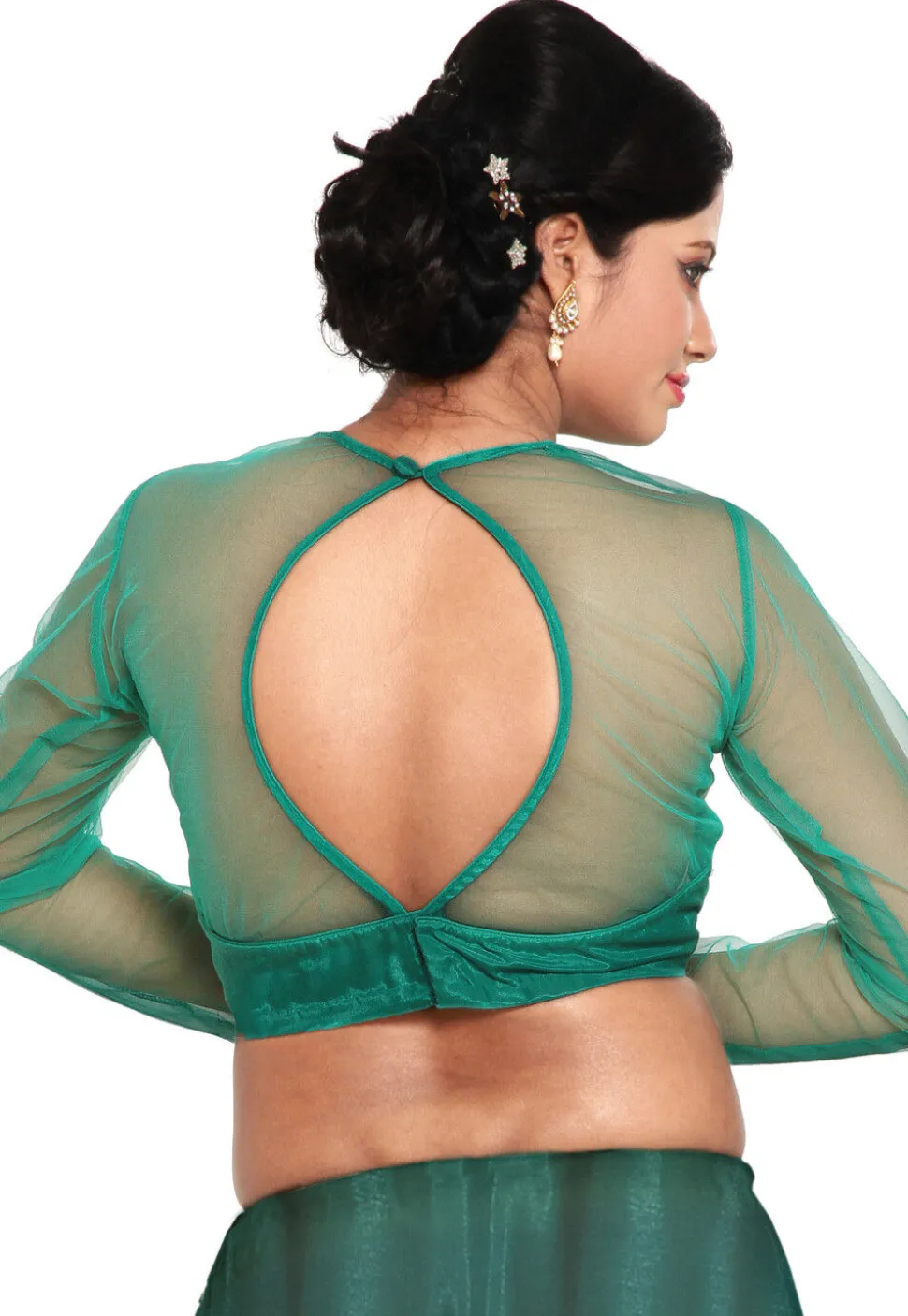 Shantoon and Net Blouse in Green