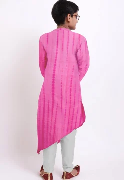 Shibhori Printed Pure Silk Kurta in Pink