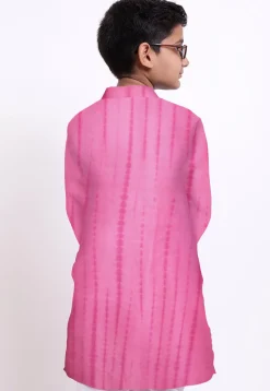 Shibhori Printed Pure Silk Kurta in Pink