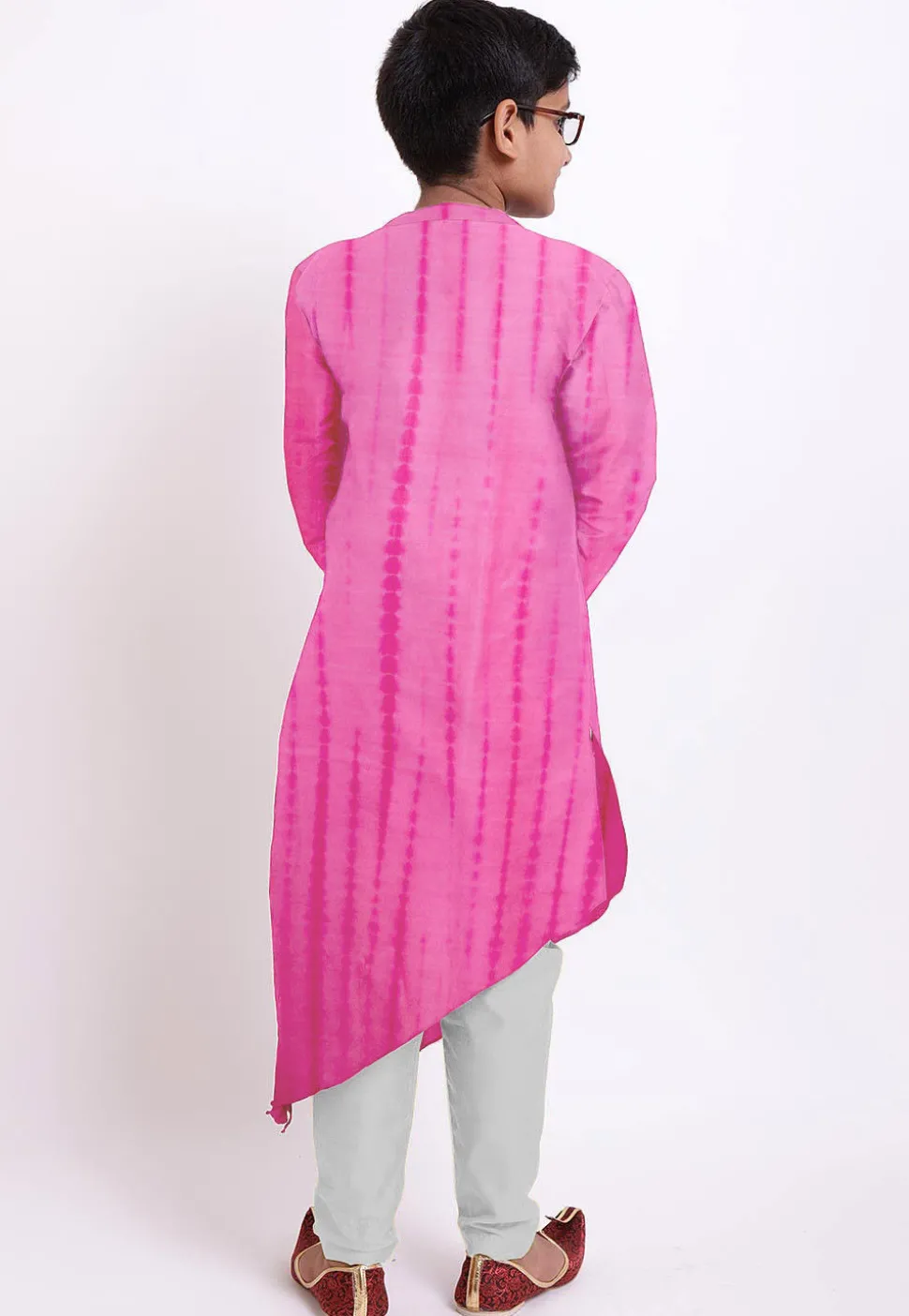 Shibhori Printed Pure Silk Kurta Set in Pink
