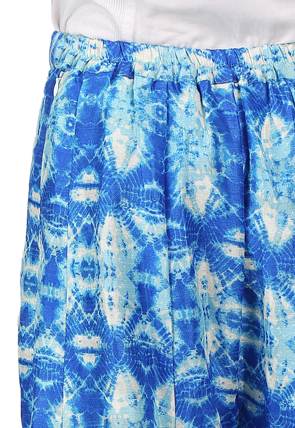Shibori Printed Bhagalpuri Silk Palazzo in Blue