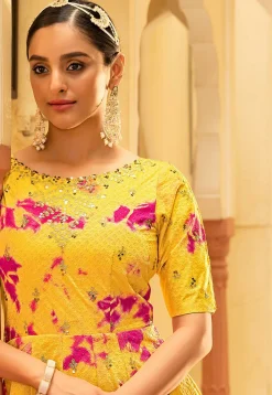 Shibori Printed Cotton Gown in Yellow