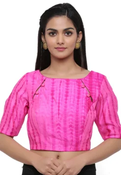 Shibori Pure Silk Blouse in Pink