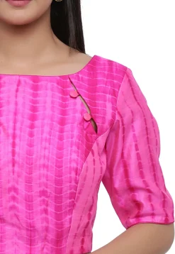 Shibori Pure Silk Blouse in Pink