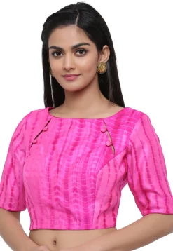 Shibori Pure Silk Blouse in Pink
