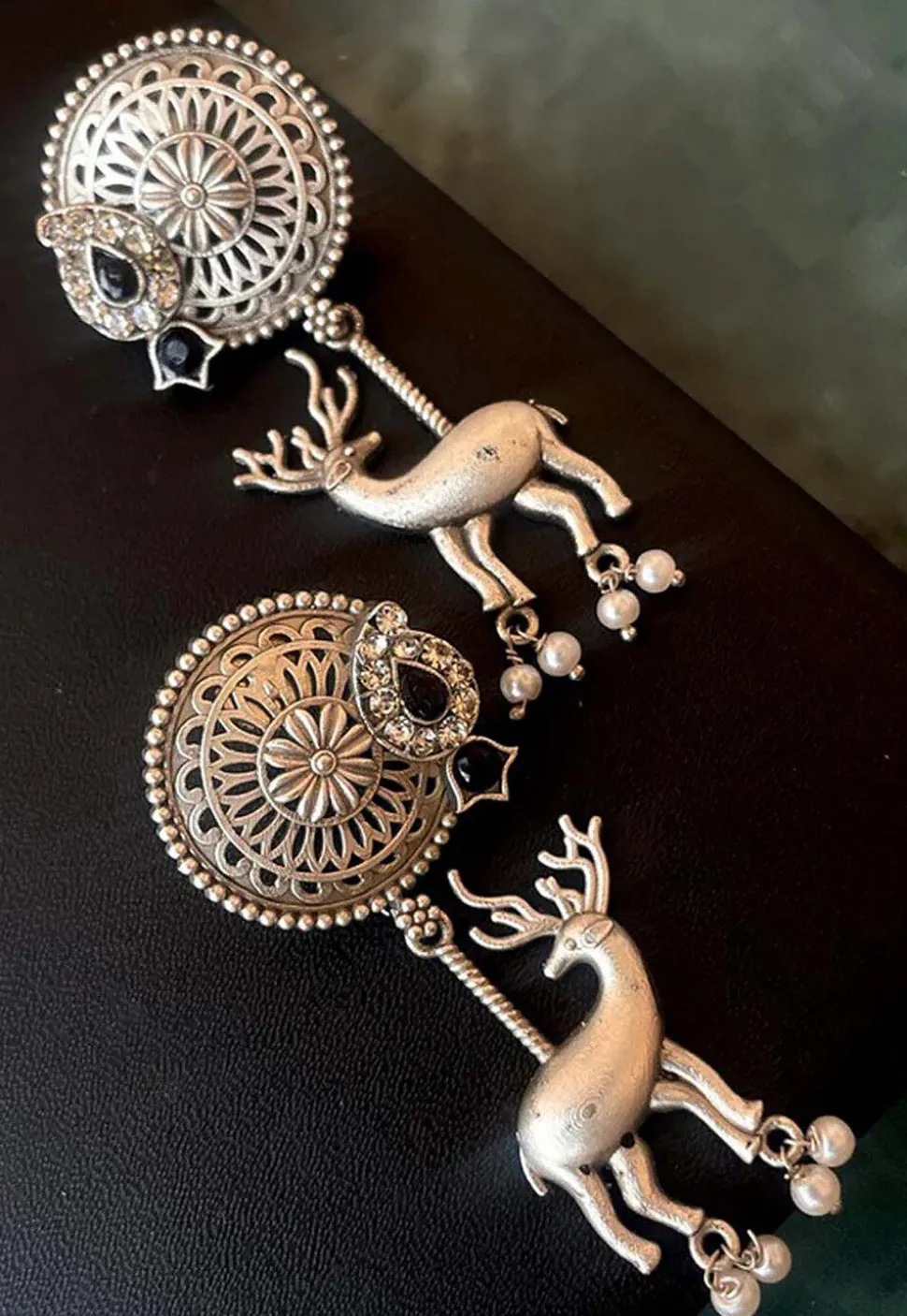 Silver Look Alike Oxidised Earrings