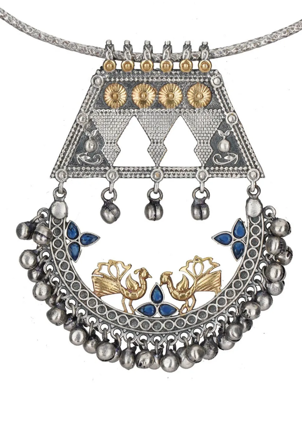 Silver Look Alike Stone Studded Hasli Necklace