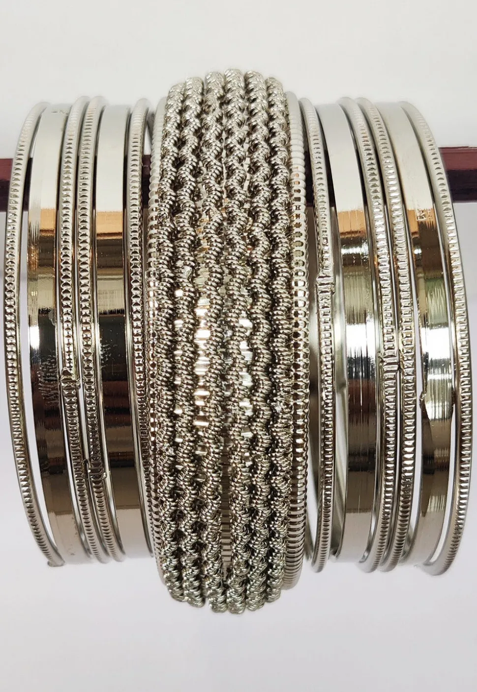 Silver Polished Bangle Set