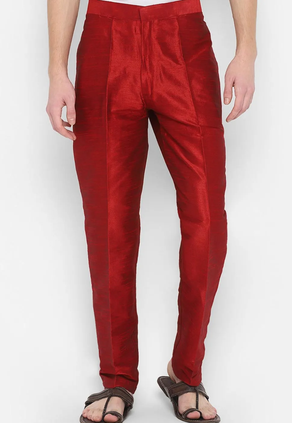 Solid Color Art Dupion Silk Pant in Maroon