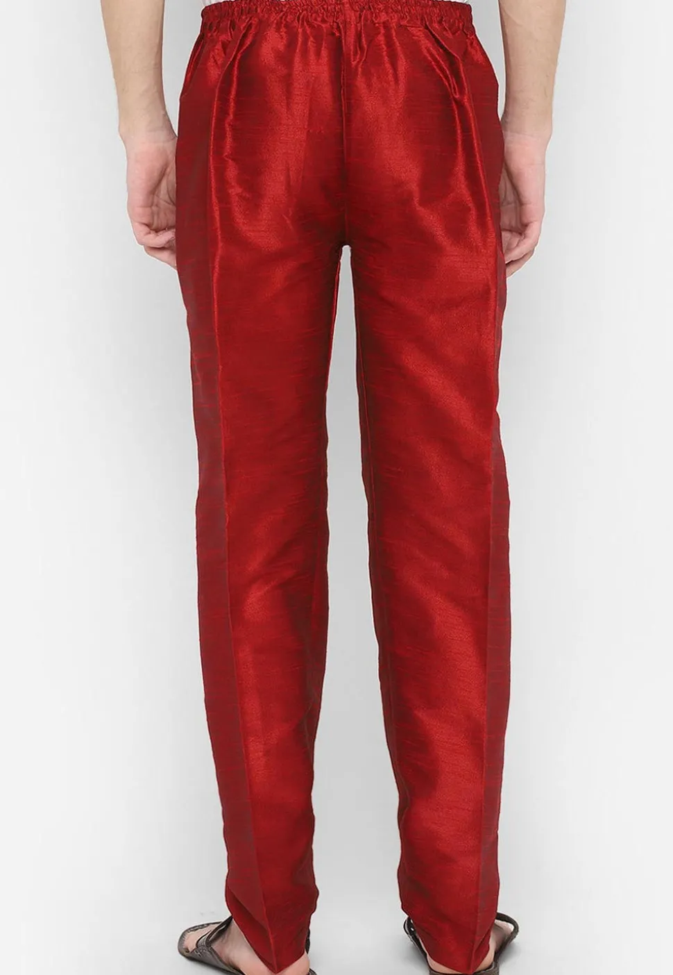 Solid Color Art Dupion Silk Pant in Maroon