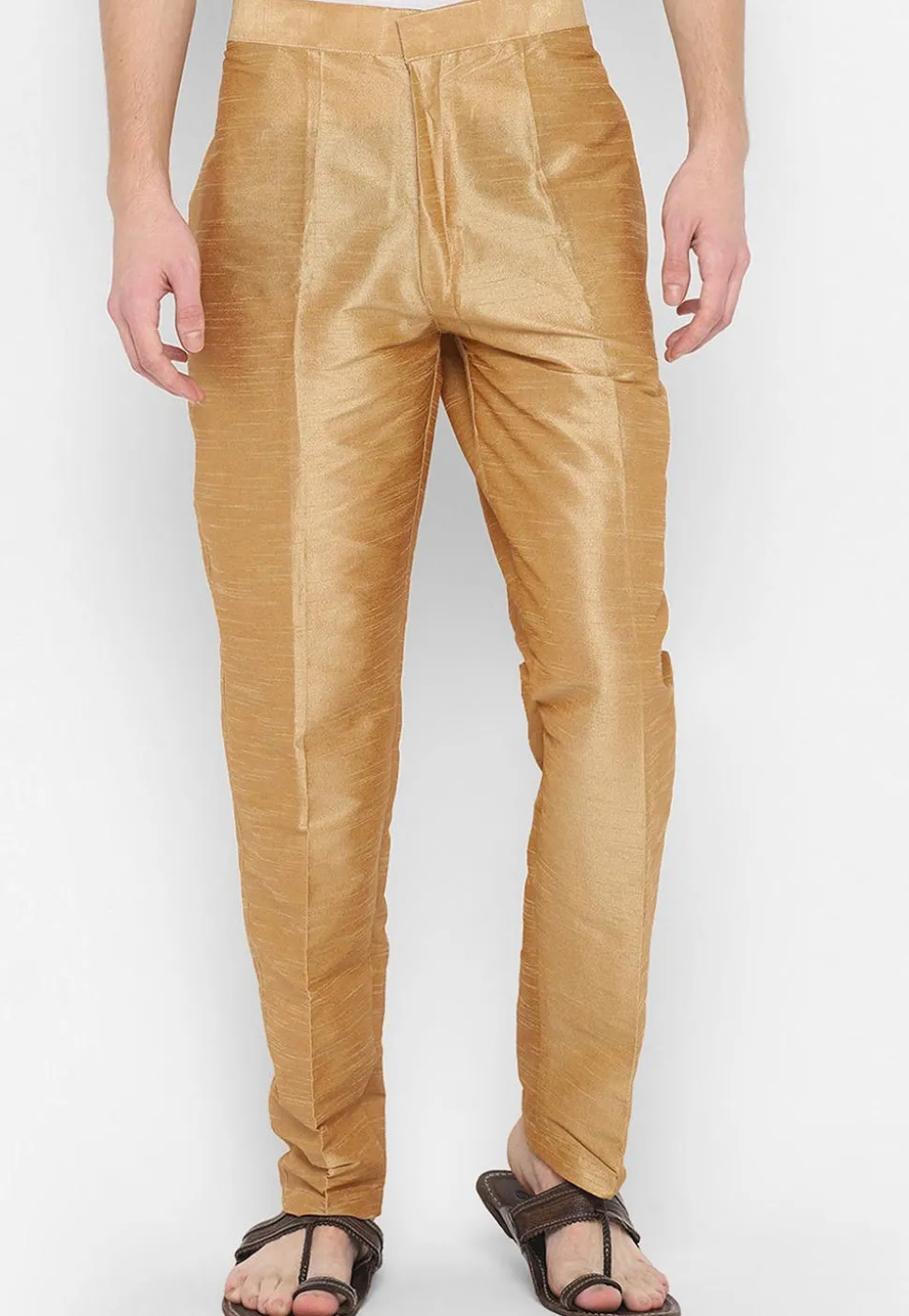Solid Color Art Dupion Silk Pant in Beige