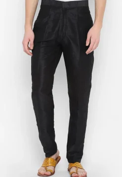 Solid Color Art Dupion Silk Pant in Black