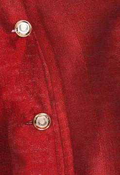 Solid Color Art Silk Asymmetric Kurta Set in Red